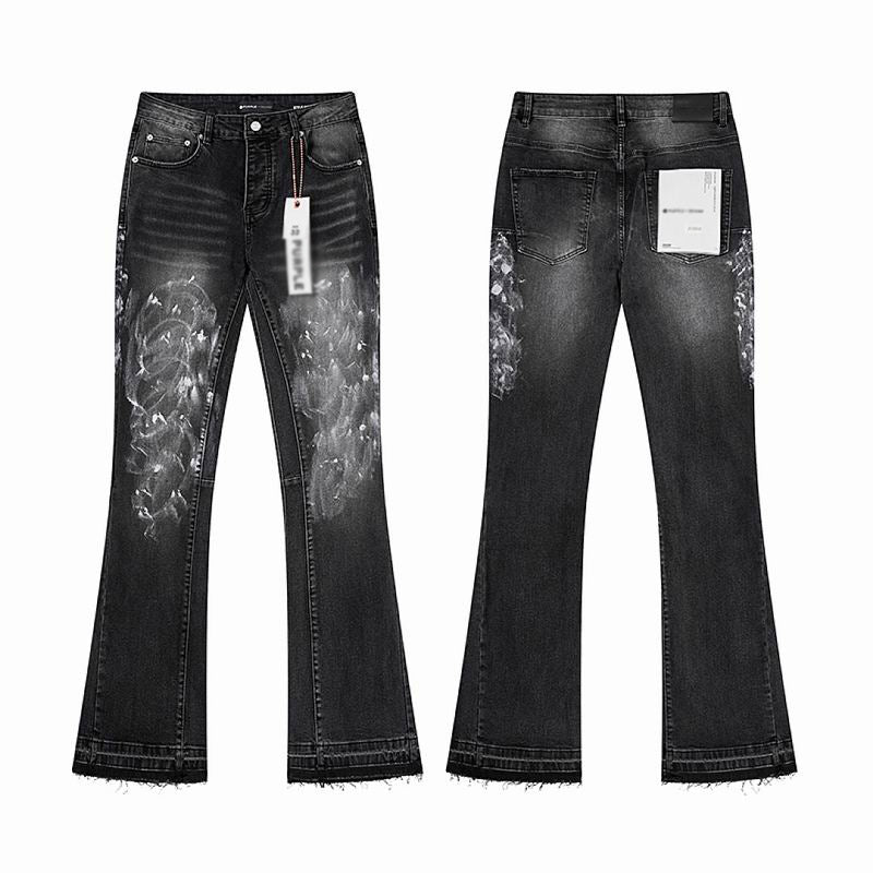 Men's Purple Vintage Distressed Stretch Denim Jeans Size:30-38 (2)