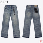 Men's Purple Vintage Distressed Stretch Denim Jeans Size:30-38 (56)