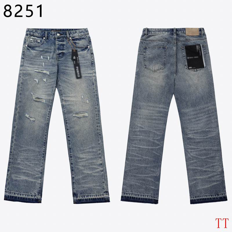 Men's Purple Vintage Distressed Stretch Denim Jeans Size:30-38 (56)
