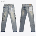 Men's Purple Vintage Distressed Stretch Denim Jeans Size:30-38 (55)
