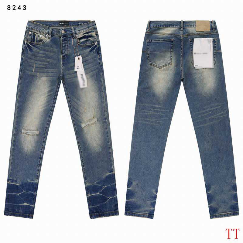 Men's Purple Vintage Distressed Stretch Denim Jeans Size:30-38 (54)