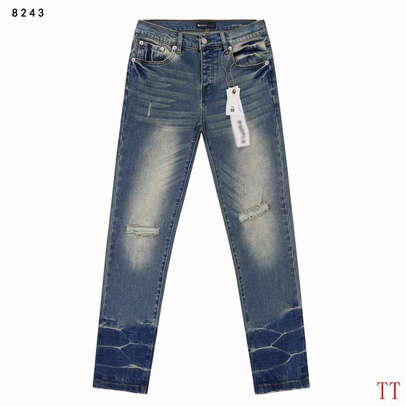 Men's Purple Vintage Distressed Stretch Denim Jeans Size:30-38 (54)
