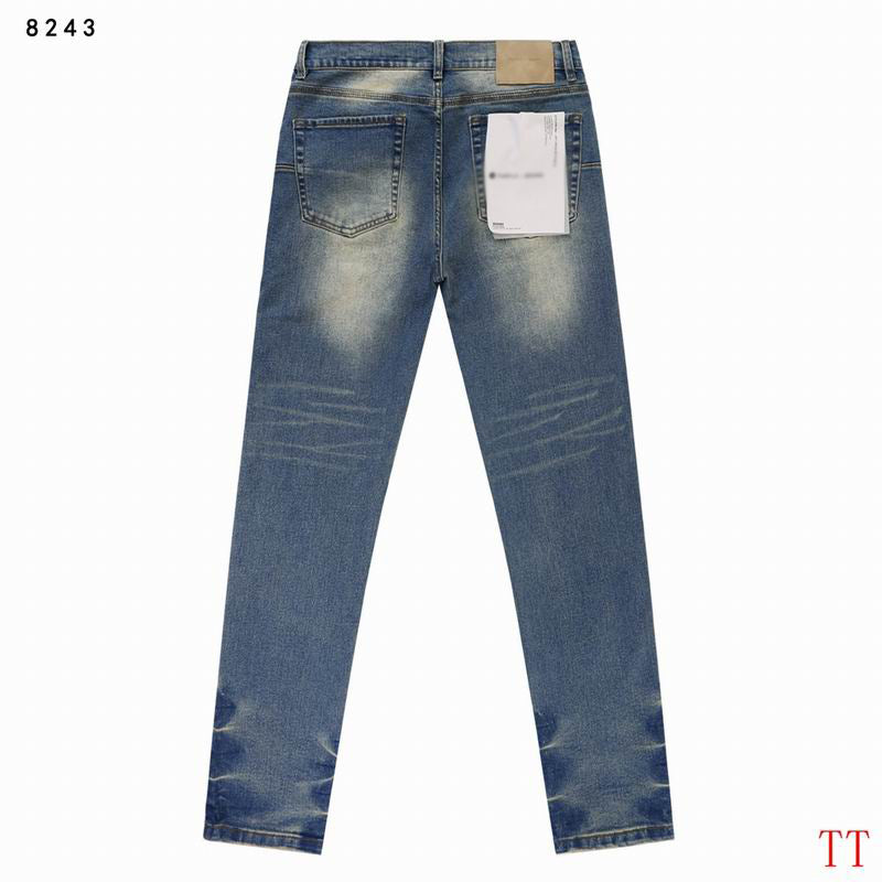 Men's Purple Vintage Distressed Stretch Denim Jeans Size:30-38 (54)