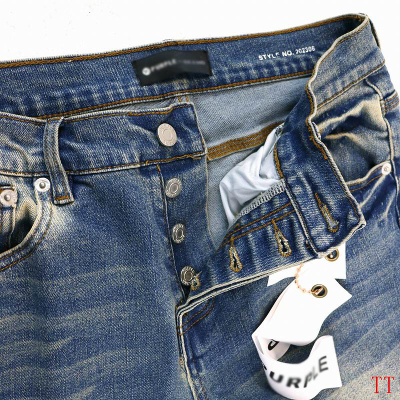 Men's Purple Vintage Distressed Stretch Denim Jeans Size:30-38 (54)