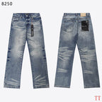 Men's Purple Vintage Distressed Stretch Denim Jeans Size:30-38 (53)