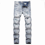 Men's Purple Vintage Distressed Stretch Denim Jeans Size:30-38 (52)