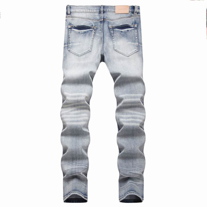 Men's Purple Vintage Distressed Stretch Denim Jeans Size:30-38 (52)