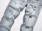 Men's Purple Vintage Distressed Stretch Denim Jeans Size:30-38 (52)