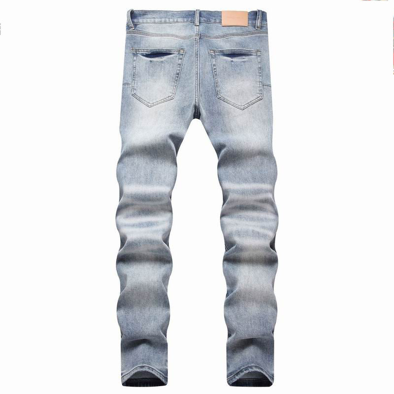 Men's Purple Vintage Distressed Stretch Denim Jeans Size:30-38 (51)