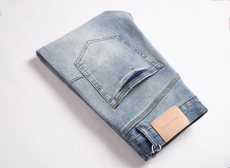 Men's Purple Vintage Distressed Stretch Denim Jeans Size:30-38 (51)