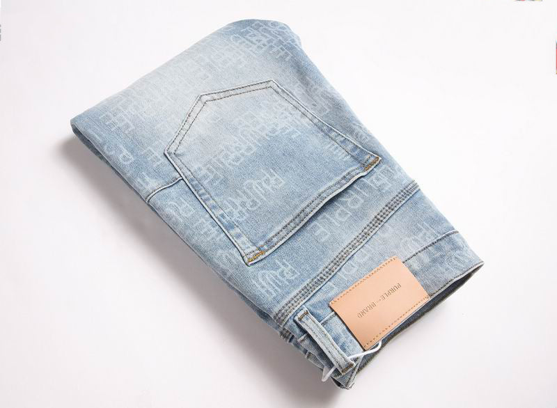 Men's Purple Vintage Distressed Stretch Denim Jeans Size:30-38 (49)