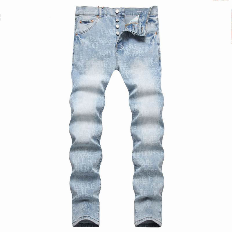 Men's Purple Vintage Distressed Stretch Denim Jeans Size:30-38 (49)
