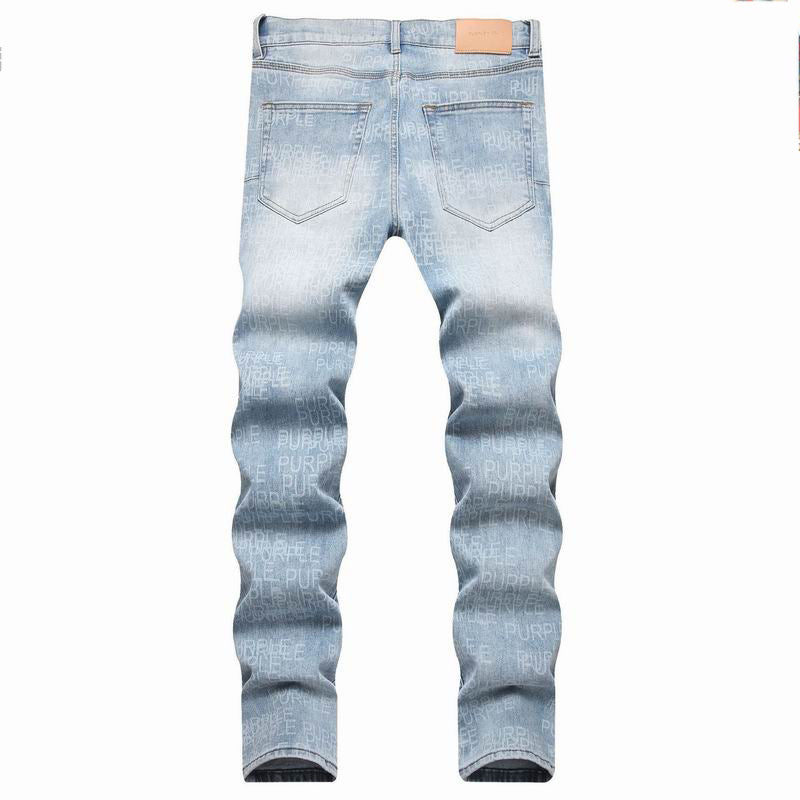 Men's Purple Vintage Distressed Stretch Denim Jeans Size:30-38 (49)