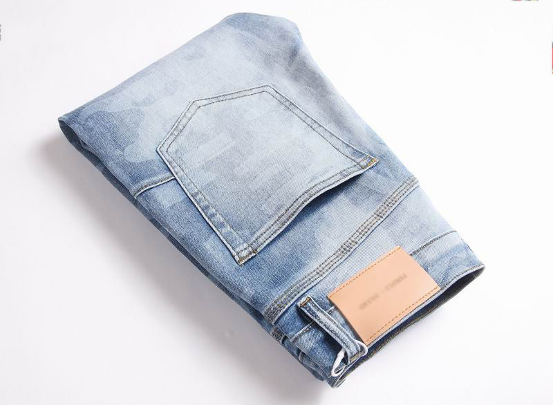 Men's Purple Vintage Distressed Stretch Denim Jeans Size:30-38 (48)