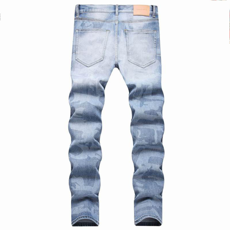 Men's Purple Vintage Distressed Stretch Denim Jeans Size:30-38 (48)