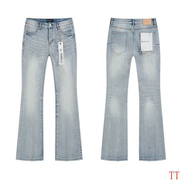 Men's Purple Vintage Distressed Stretch Denim Jeans Size:30-38 (46)