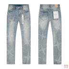 Men's Purple Vintage Distressed Stretch Denim Jeans Size:30-38 (45)