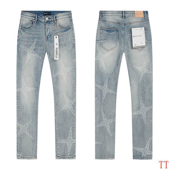 Men's Purple Vintage Distressed Stretch Denim Jeans Size:30-38 (45)