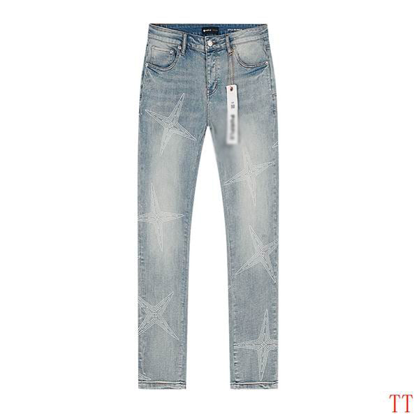 Men's Purple Vintage Distressed Stretch Denim Jeans Size:30-38 (45)