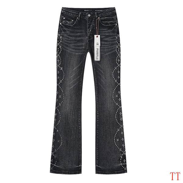 Men's Purple Vintage Distressed Stretch Denim Jeans Size:30-38 (44)