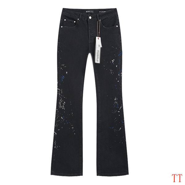 Men's Purple Vintage Distressed Stretch Denim Jeans Size:30-38 (32)