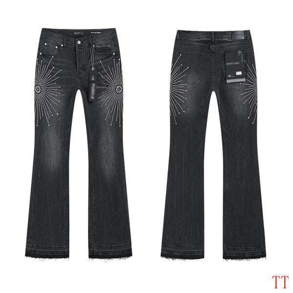 Men's Purple Vintage Distressed Stretch Denim Jeans Size:30-38 (58)