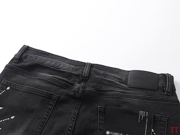 Men's Purple Vintage Distressed Stretch Denim Jeans Size:30-38 (58)