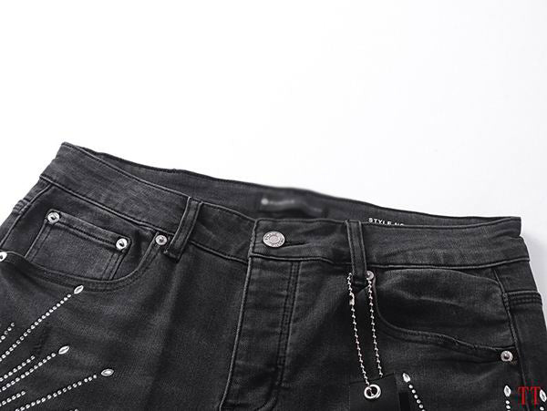 Men's Purple Vintage Distressed Stretch Denim Jeans Size:30-38 (58)