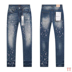 Men's Purple Vintage Distressed Stretch Denim Jeans Size:30-38 (57)