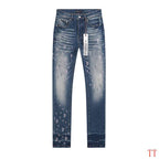 Men's Purple Vintage Distressed Stretch Denim Jeans Size:30-38 (57)