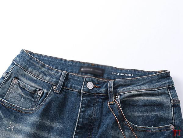 Men's Purple Vintage Distressed Stretch Denim Jeans Size:30-38 (57)