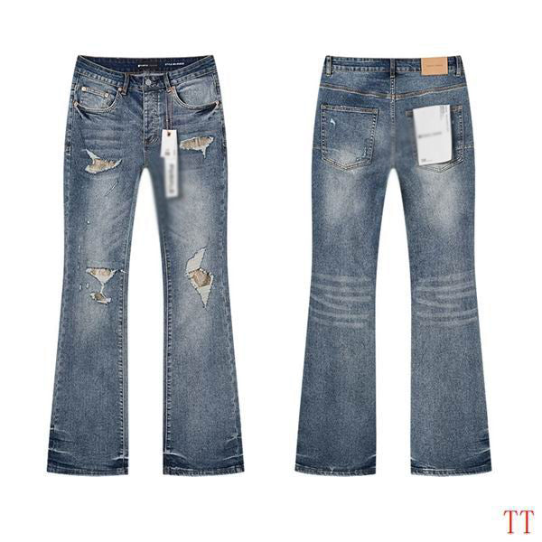 Men's Purple Vintage Distressed Stretch Denim Jeans Size:30-38 (43)