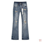 Men's Purple Vintage Distressed Stretch Denim Jeans Size:30-38 (43)