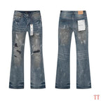 Men's Purple Vintage Distressed Stretch Denim Jeans Size:30-38 (42)