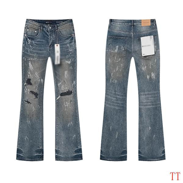Men's Purple Vintage Distressed Stretch Denim Jeans Size:30-38 (42)