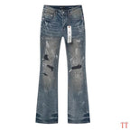 Men's Purple Vintage Distressed Stretch Denim Jeans Size:30-38 (42)