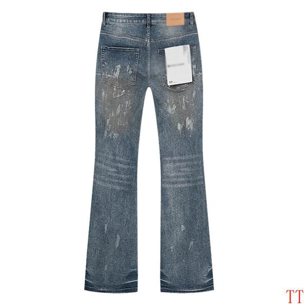 Men's Purple Vintage Distressed Stretch Denim Jeans Size:30-38 (42)