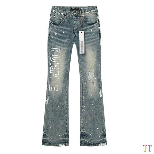 Men's Purple Vintage Distressed Stretch Denim Jeans Size:30-38 (41)