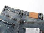 Men's Purple Vintage Distressed Stretch Denim Jeans Size:30-38 (41)