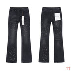 Men's Purple Vintage Distressed Stretch Denim Jeans Size:30-38 (38)