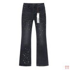 Men's Purple Vintage Distressed Stretch Denim Jeans Size:30-38 (38)