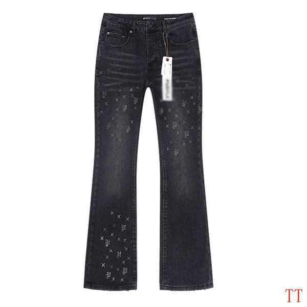 Men's Purple Vintage Distressed Stretch Denim Jeans Size:30-38 (38)