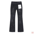 Men's Purple Vintage Distressed Stretch Denim Jeans Size:30-38 (38)