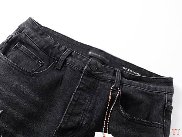 Men's Purple Vintage Distressed Stretch Denim Jeans Size:30-38 (38)