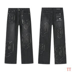 Men's Purple Vintage Distressed Stretch Denim Jeans Size:30-38 (36)