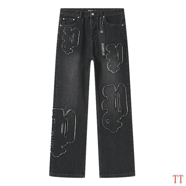 Men's Purple Vintage Distressed Stretch Denim Jeans Size:30-38 (36)
