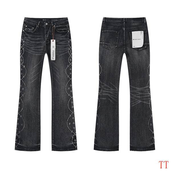 Men's Purple Vintage Distressed Stretch Denim Jeans Size:30-38 (35)