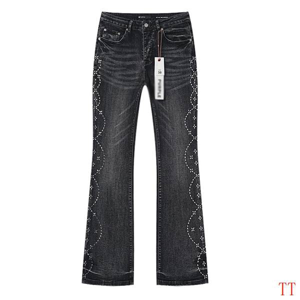 Men's Purple Vintage Distressed Stretch Denim Jeans Size:30-38 (35)
