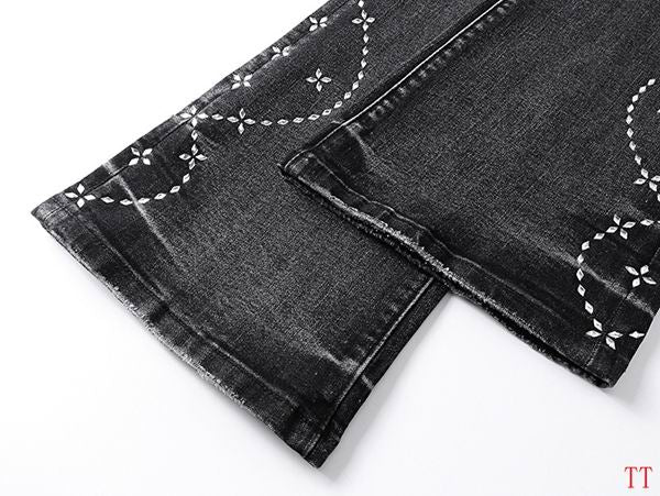 Men's Purple Vintage Distressed Stretch Denim Jeans Size:30-38 (35)