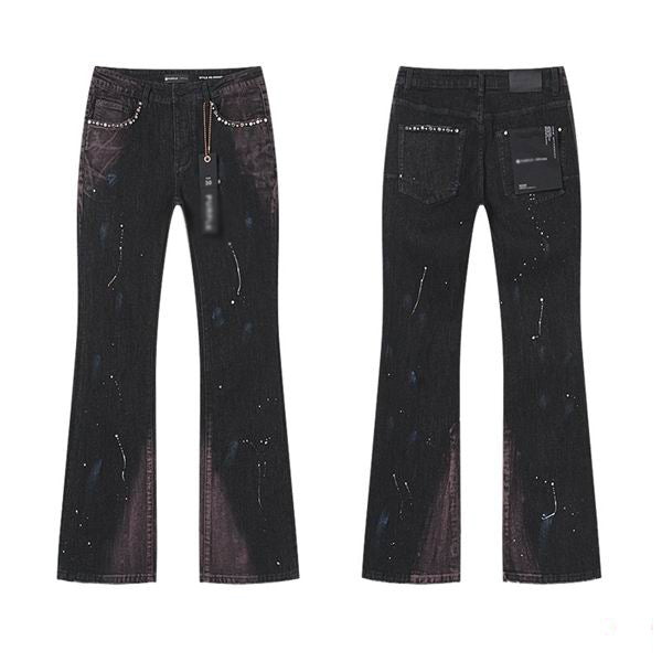 Men's Purple Vintage Distressed Stretch Denim Jeans Size:30-38 (34)